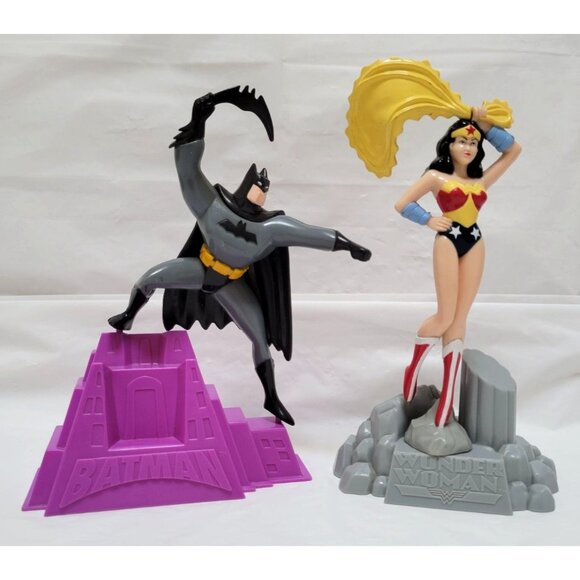 1998 Kraft DC Comics Promotional Batman & Wonder Woman Action Figures On Bases - Picture 1 of 10